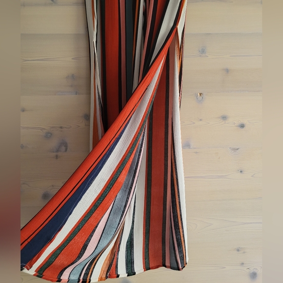 NWT Olivaceous Striped Rayon Wide Leg Pants with Side Slits, Multi Color size S - Picture 4 of 6